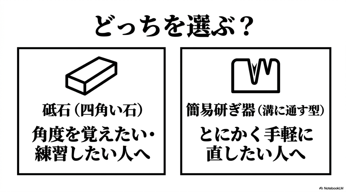 100均の砥石タイプと簡易研ぎ器タイプの選び方