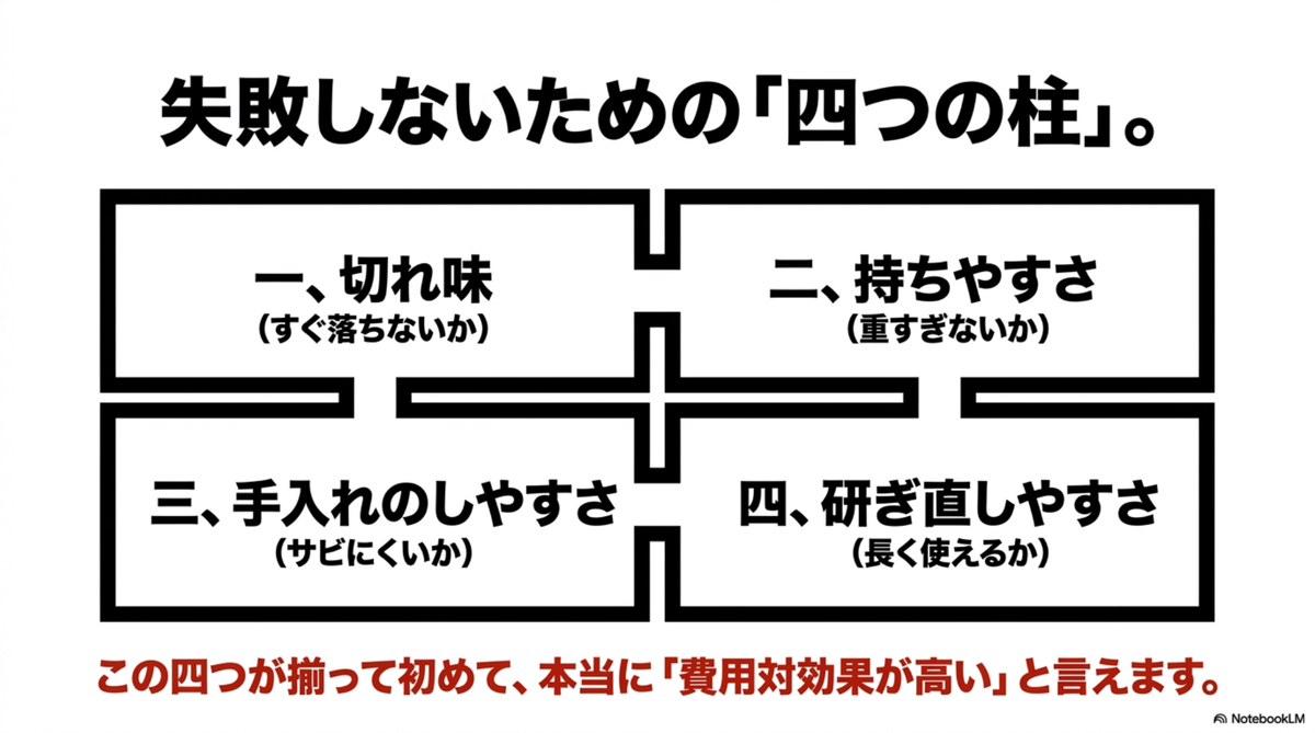 包丁選びで切れ味持ちやすさ手入れ研ぎ直しやすさを見る