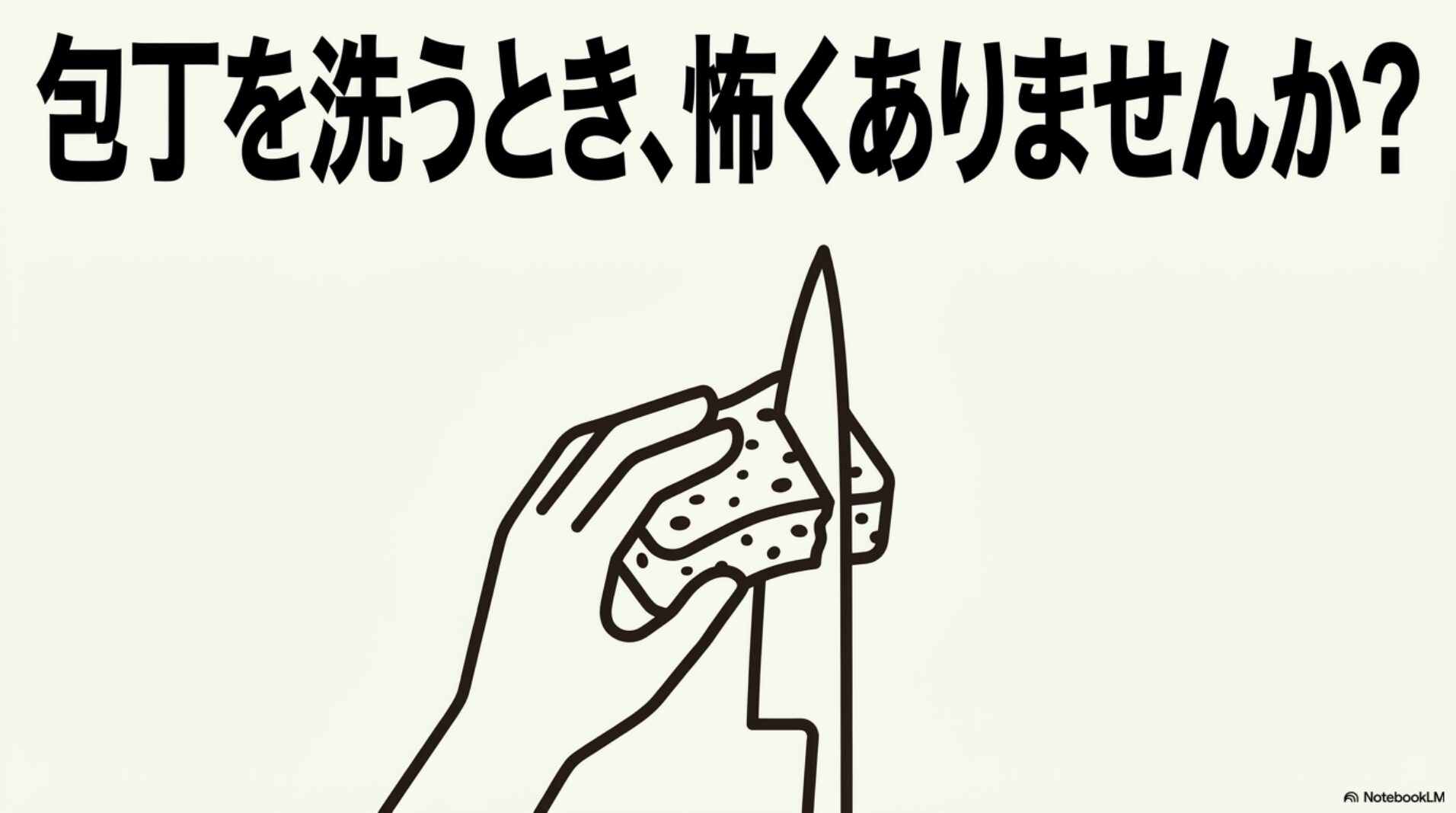 包丁を洗うときに怖さを感じる理由と安全な洗い方の必要性を示す図