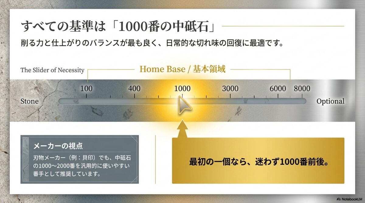 家庭用包丁の砥石番手は1000番前後が基準