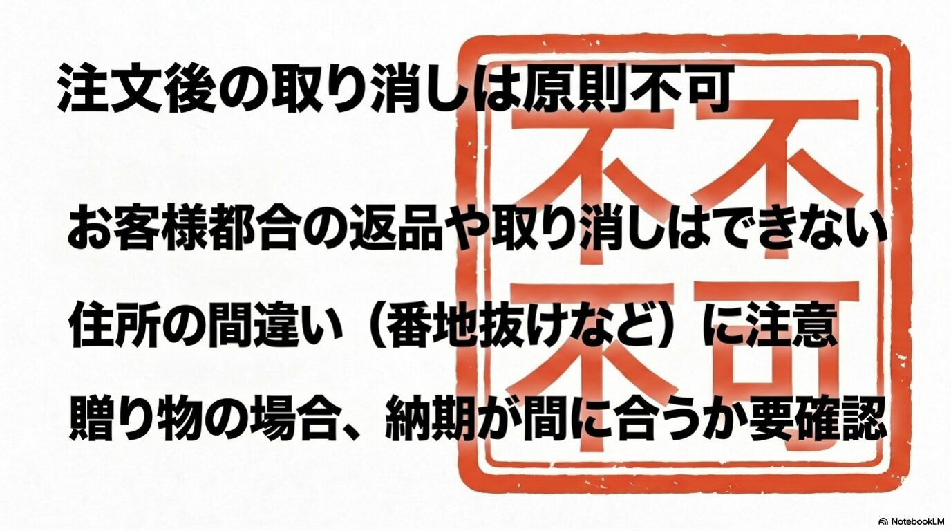 KISEKI包丁は注文後の取り消しやお客様都合の返品が原則不可である注意点