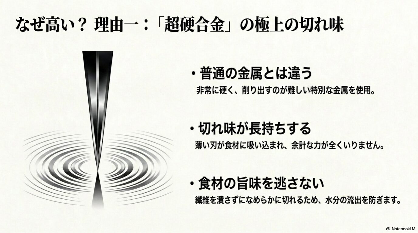 KISEKI包丁が高い理由と超硬合金 KISEKI包丁が高い理由として超硬合金KS111の切れ味と刃持ちを説明
