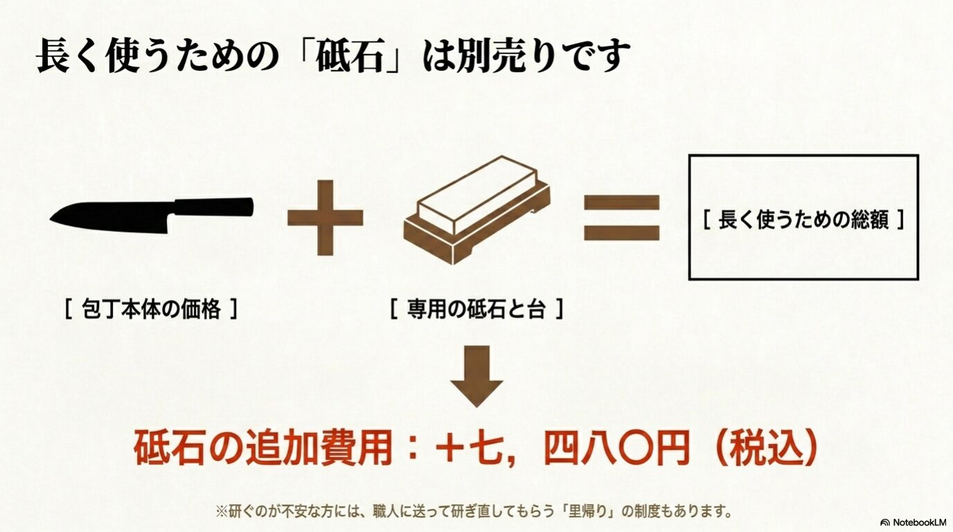 KISEKI包丁の砥石セット価格 KISEKI包丁本体と専用砥石セットの追加費用を説明
