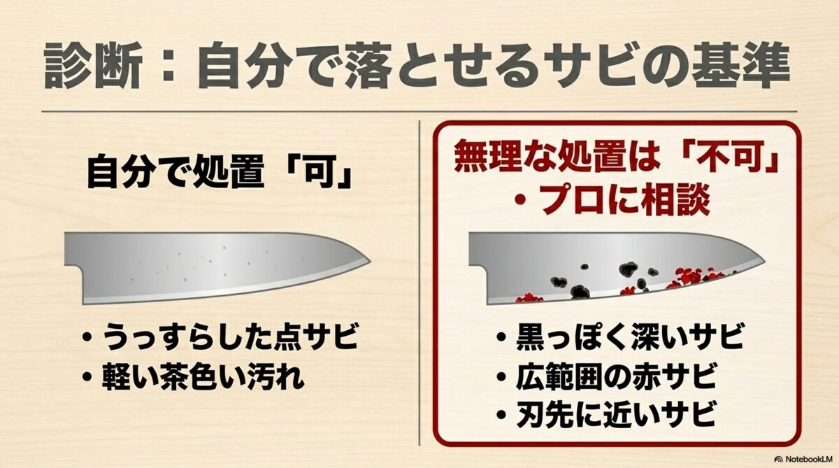 自分で処理できる軽いサビと無理に落とさない方がよいサビの違い