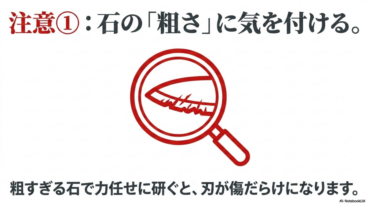 粗すぎる砥石で包丁を強く研ぐと刃が傷む注意点