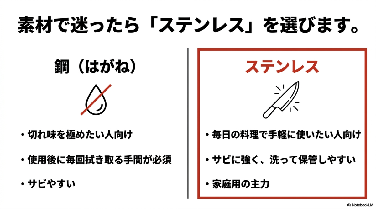 鋼とステンレスの違いと家庭用ではステンレスが扱いやすい理由