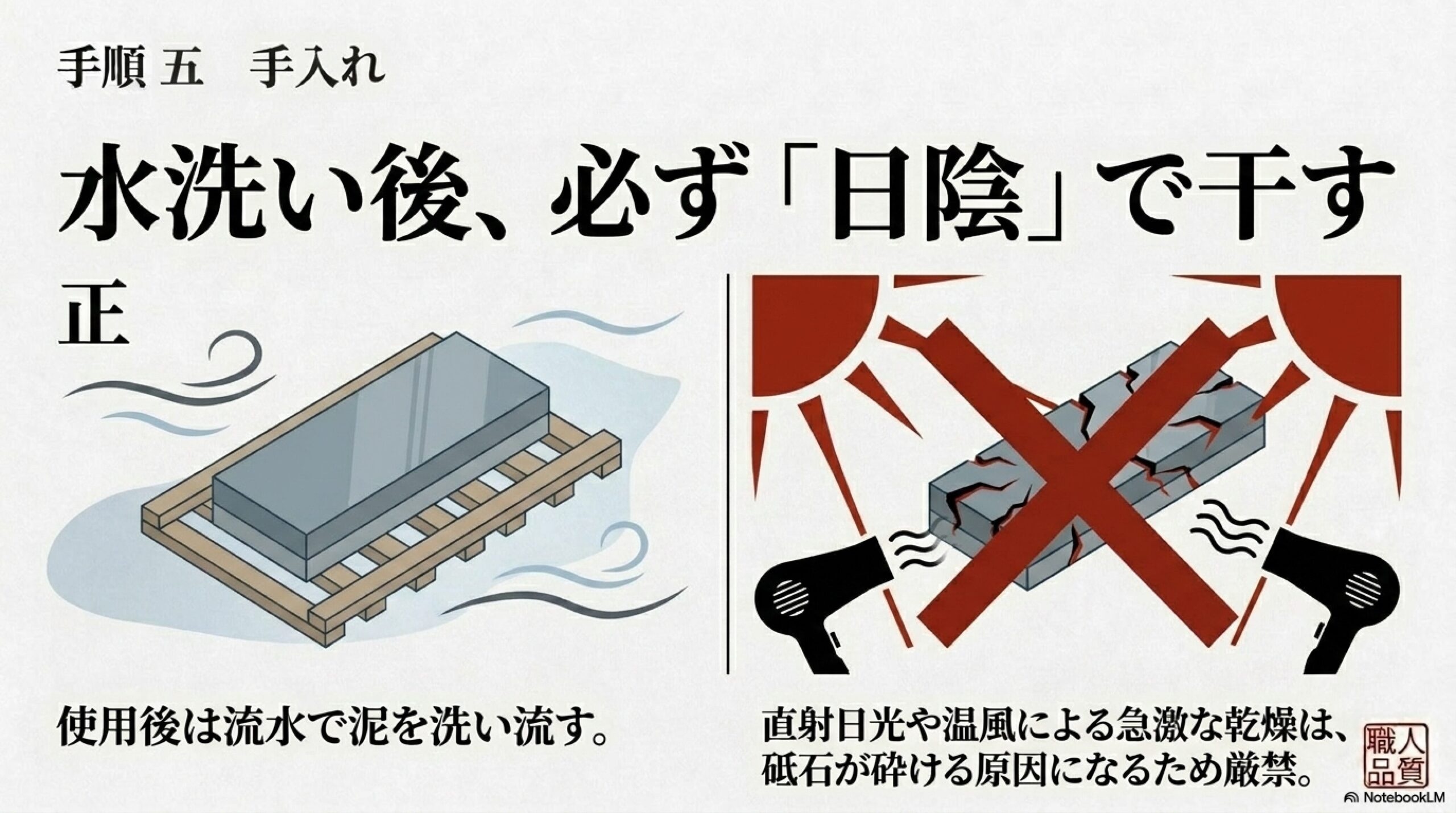 バリが出るまで研ぐ手順 刃先にバリ(金属の反り返り)が出るまで均等に研ぐ手順