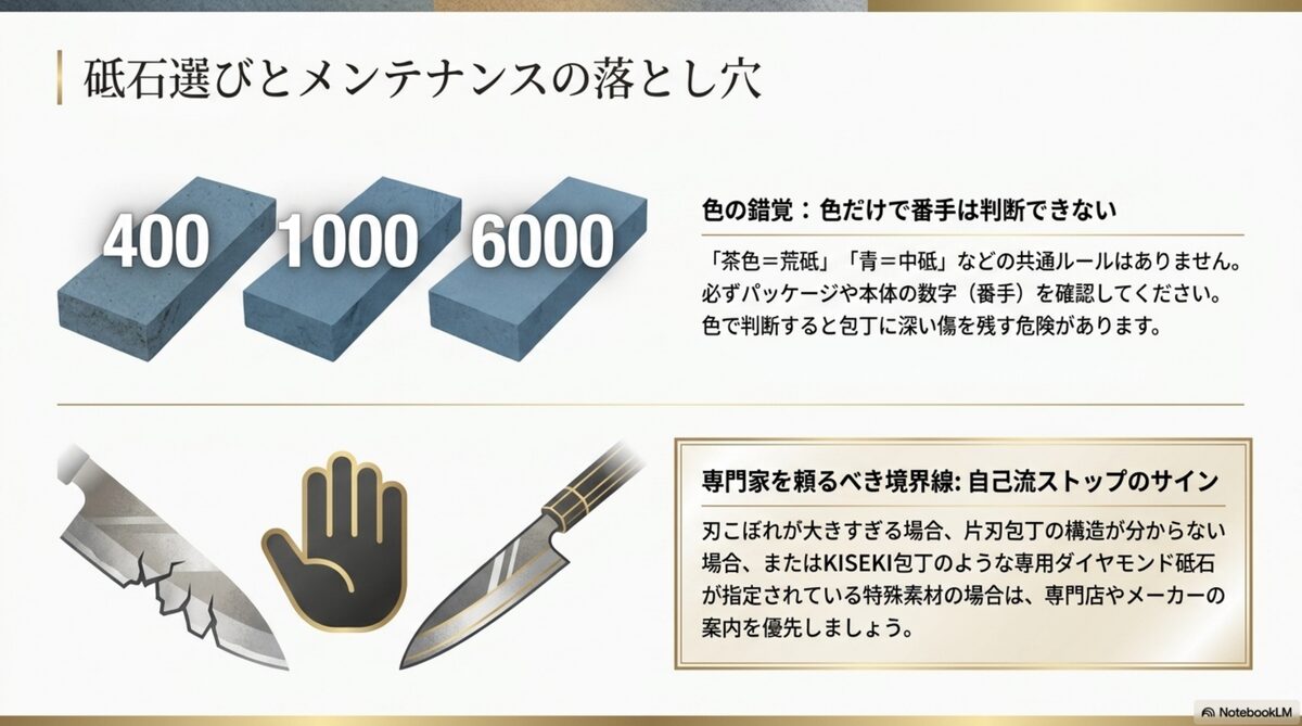 砥石の色や古い砥石だけで番手判断しないための注意点
